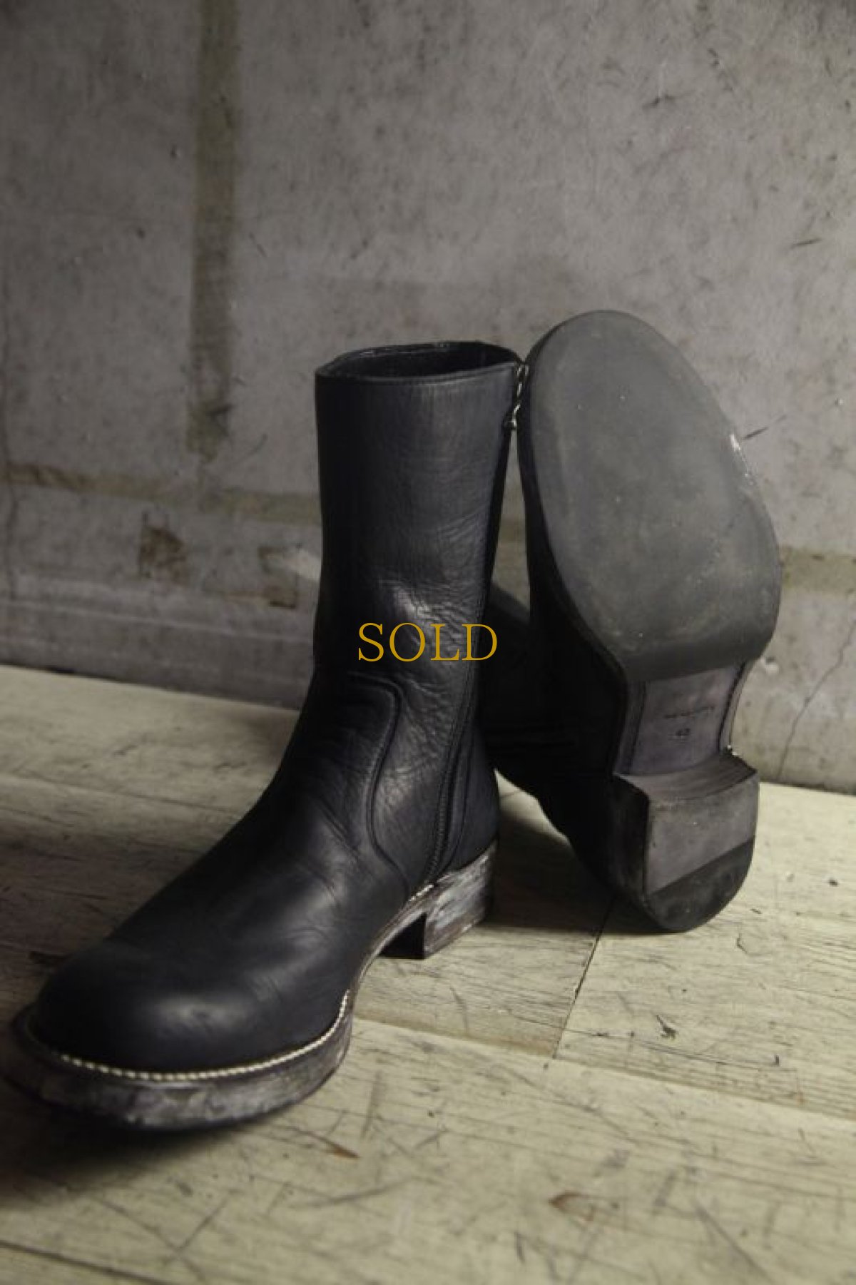 画像3: Thee OLD CIRCUS '' Old Number '' / CB-412 / BULLET / バレットレザーミドルシャフトサイドジップブーツ  (3)