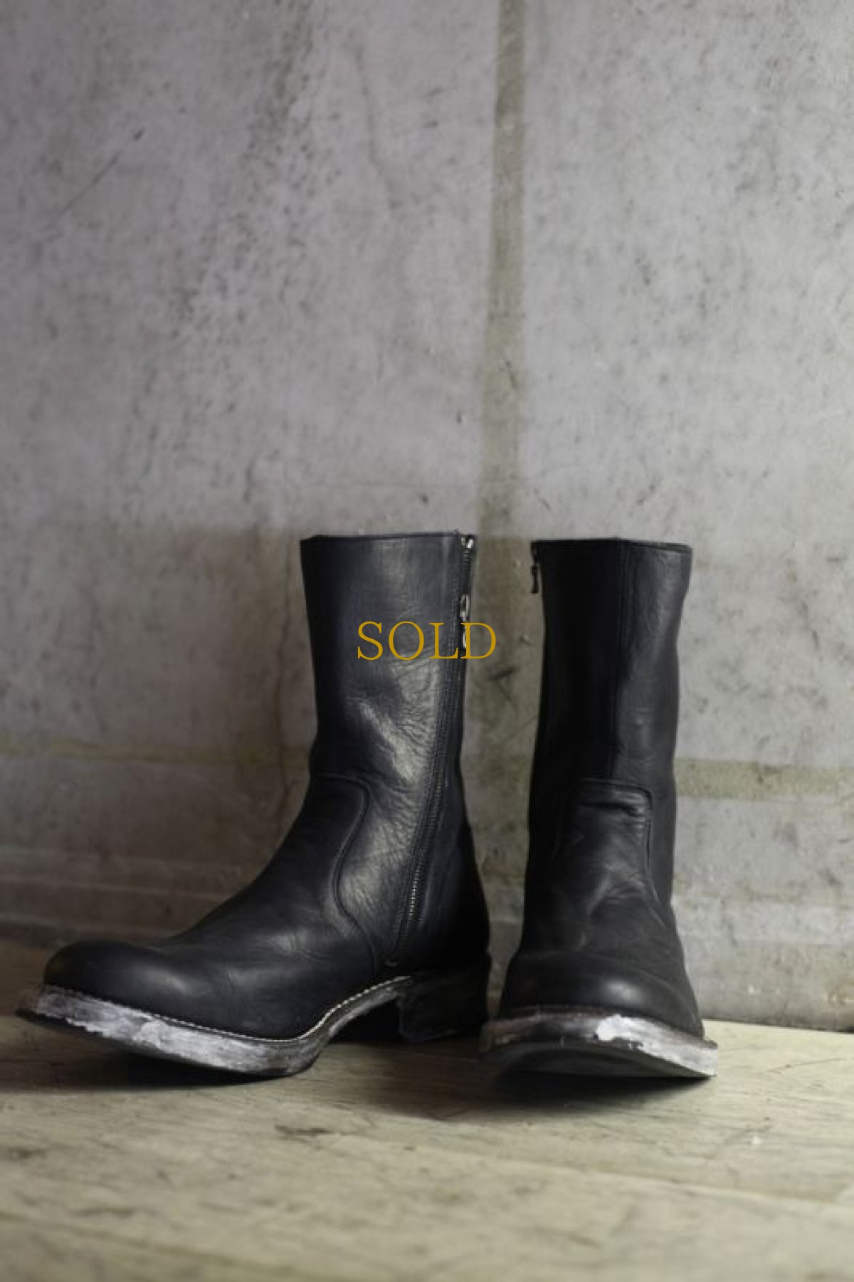 画像2: Thee OLD CIRCUS '' Old Number '' / CB-412 / BULLET / バレットレザーミドルシャフトサイドジップブーツ  (2)