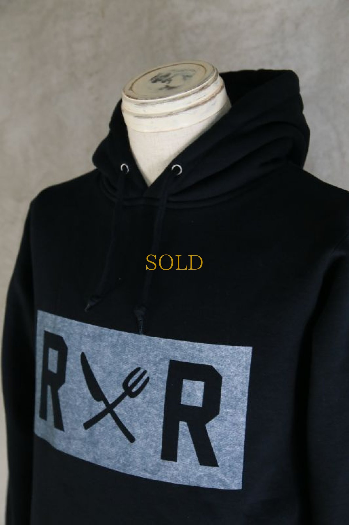 画像5: OLD GT / WR-7403 / BLACK RICE / ''RRK'' PRINT WHITE LINE SWEAT HOODIE (5)