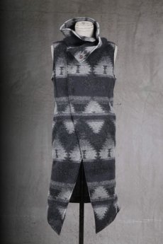 画像1: incarnation / インカネーション / 31772-2200 WOOL 90% PA 10% WIDE NECK LONG VEST LINED (1)