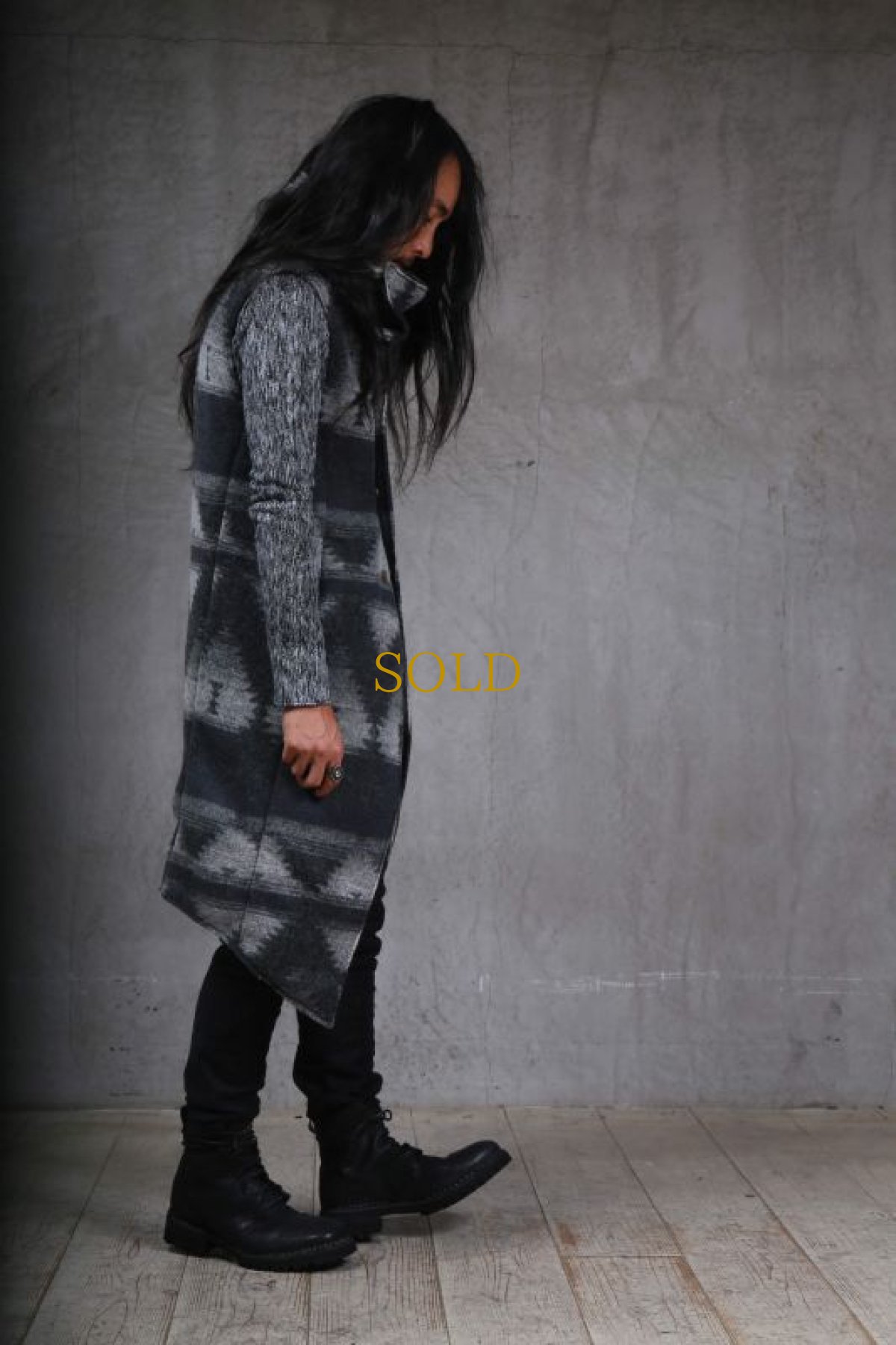 画像10: incarnation / インカネーション / 31772-2200 WOOL 90% PA 10% WIDE NECK LONG VEST LINED (10)