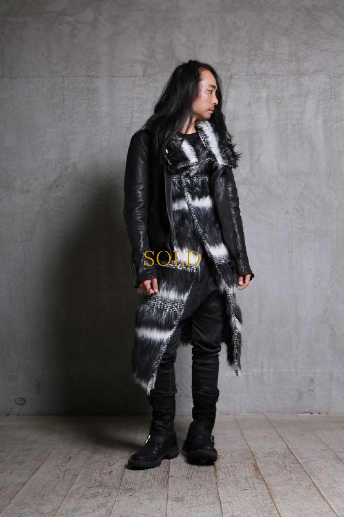 画像17: incarnation / インカネーション / 31775-2200 WOOL 4% PL 25%  PC 25% WIDE NECK LONG VEST LINED  (17)