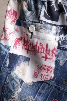 画像9: JUVENILE HALL ROLLCALL / ジュヴェナイルホールロールコール / 1265 / CUSTOMISED DENIM PRINT SHORT PANTS (9)