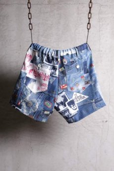 画像2: JUVENILE HALL ROLLCALL / ジュヴェナイルホールロールコール / 1265 / CUSTOMISED DENIM PRINT SHORT PANTS (2)