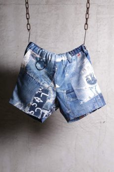 画像1: JUVENILE HALL ROLLCALL / ジュヴェナイルホールロールコール / 1265 / CUSTOMISED DENIM PRINT SHORT PANTS (1)