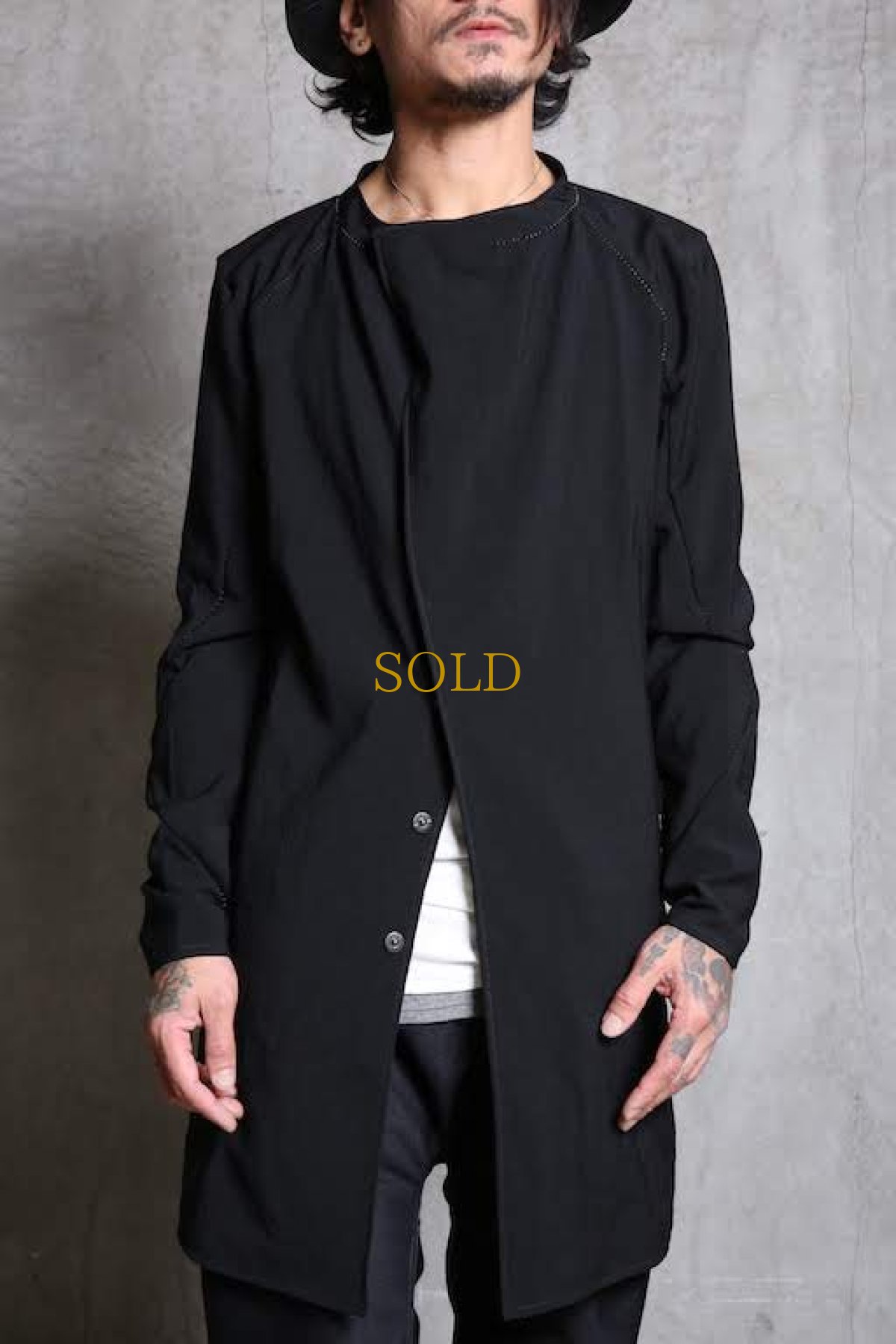 画像11: Linea_f by incarnation / インカネーション リネアエフ /MMXIX-V--5300 BAND COLLAR LONG SHIRTS COAT (11)