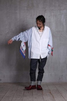 画像4: JUVENILE HALL ROLLCALL / ジュヴェナイルホールロールコール / 1340 / STRIPE SWITCHING BANDANA ARM SHIRTS   (4)