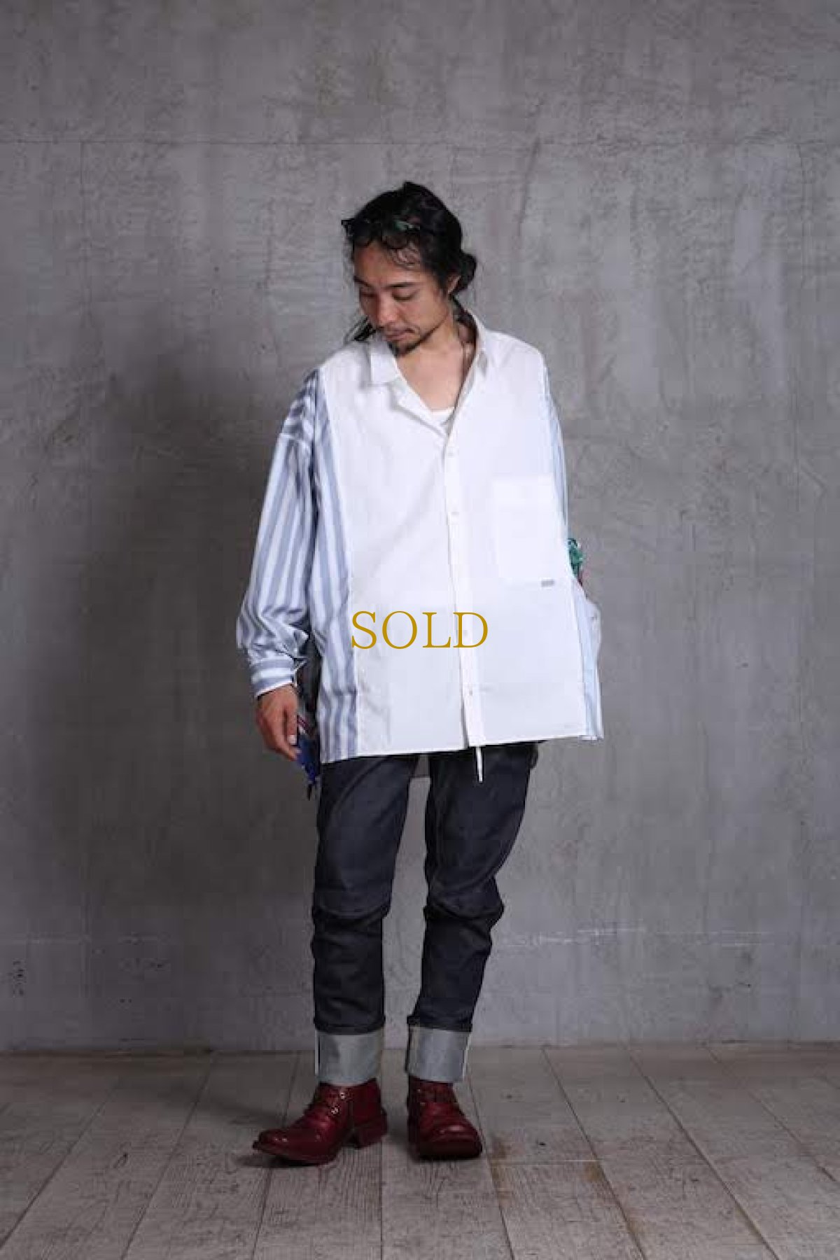 画像16: JUVENILE HALL ROLLCALL / ジュヴェナイルホールロールコール / 1340 / STRIPE SWITCHING BANDANA ARM SHIRTS   (16)