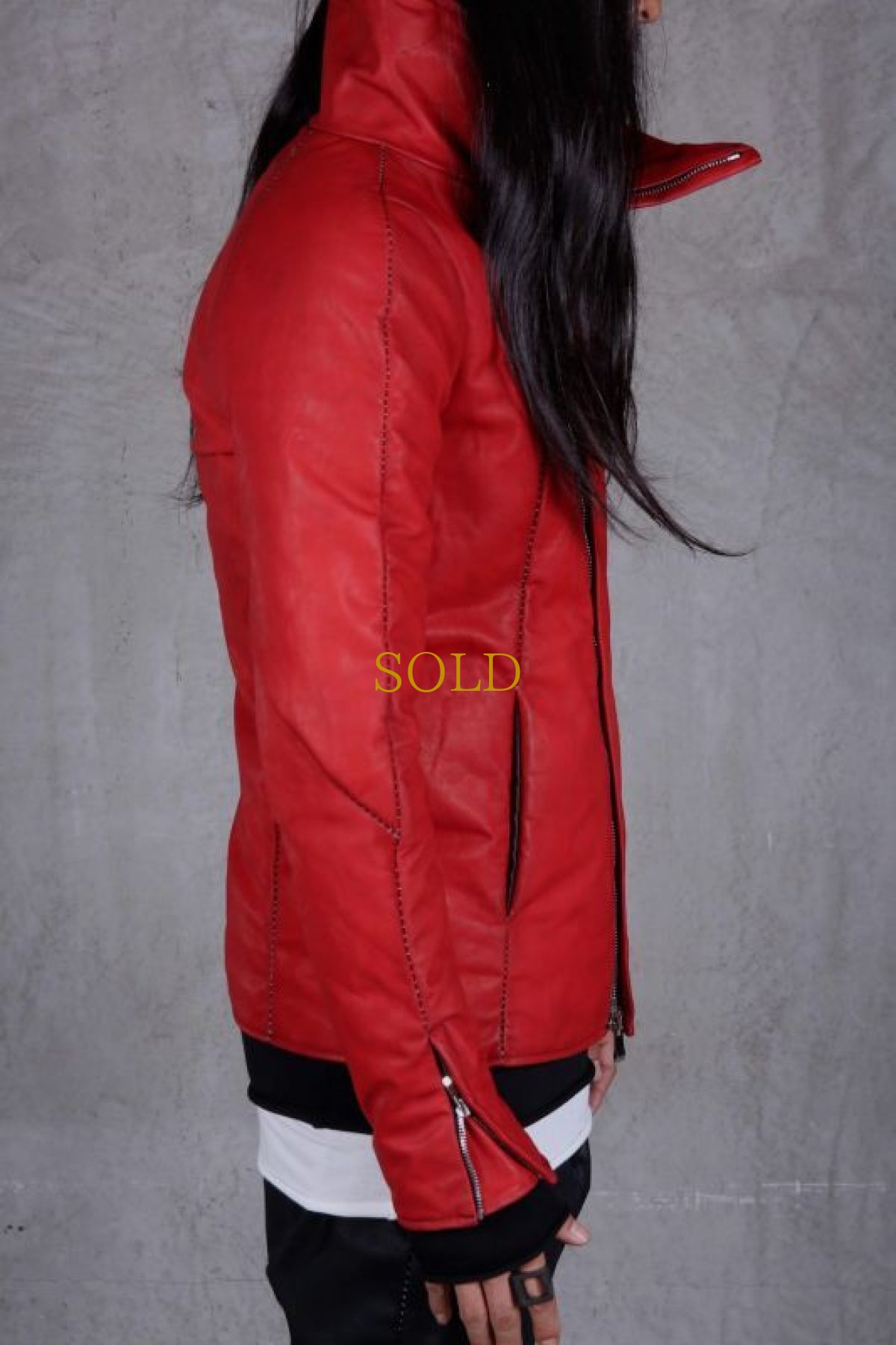 画像7: incarnation / インカネーション /  11917-4440  CALF LEATHER HIGHNECK BIAS ZIP DOWN BLOUSON LINED -EDEN Exclusive- (7)