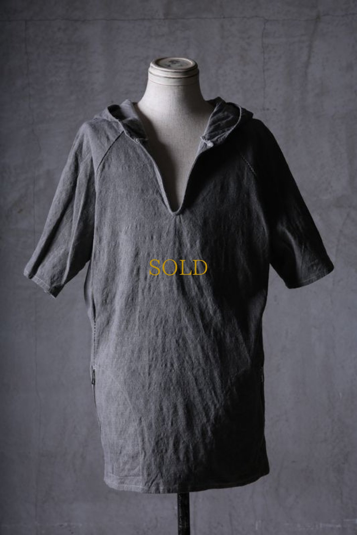 画像1: incarnation / インカネーション / 32071-3402 / LINEN 70% COTTON 27% ELASTERN 3% HOODED RAGLAN #2 SHORT SLEEVE (1)