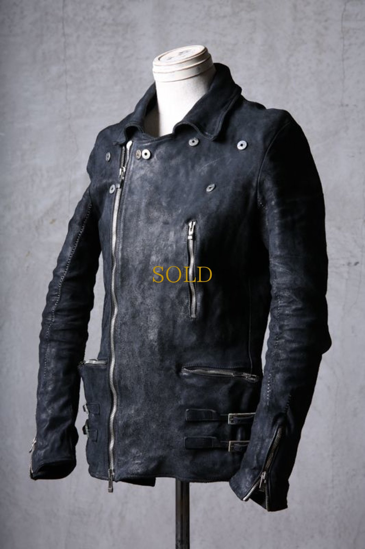 画像2: incarnation / インカネーション / 12111-41077 / BACK SKIN HORSE LEATHER DOUBLE BREAST MOTO W/POCKET LINED (2)
