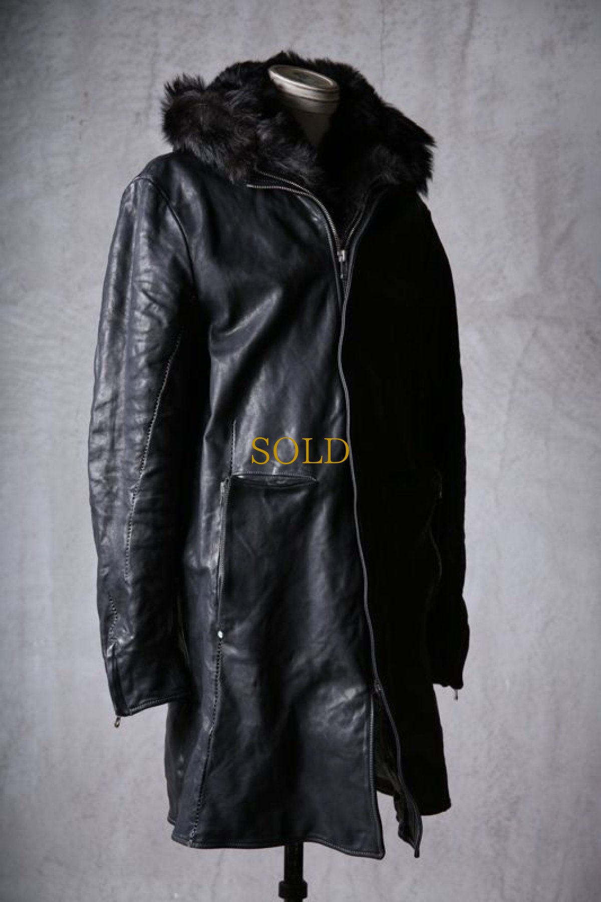 画像3: incarnation / インカネーション / 11911-5297CC / HORSE LEATHER SHEARLING PARKA LONG W/POCKET LINED (3)