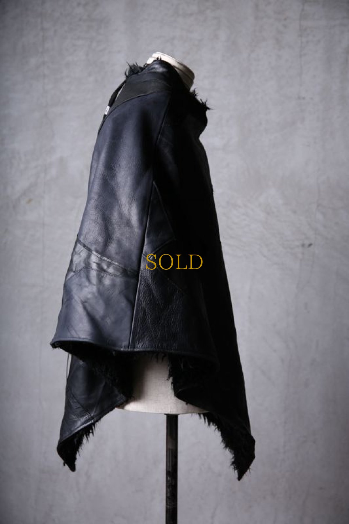 画像5: Thee OLD CIRCUS - 9  - / 9-9121 / '' Leave Shadow '' / ミックスパッチワークレザー ビックケープ / ライニングロングファー (5)