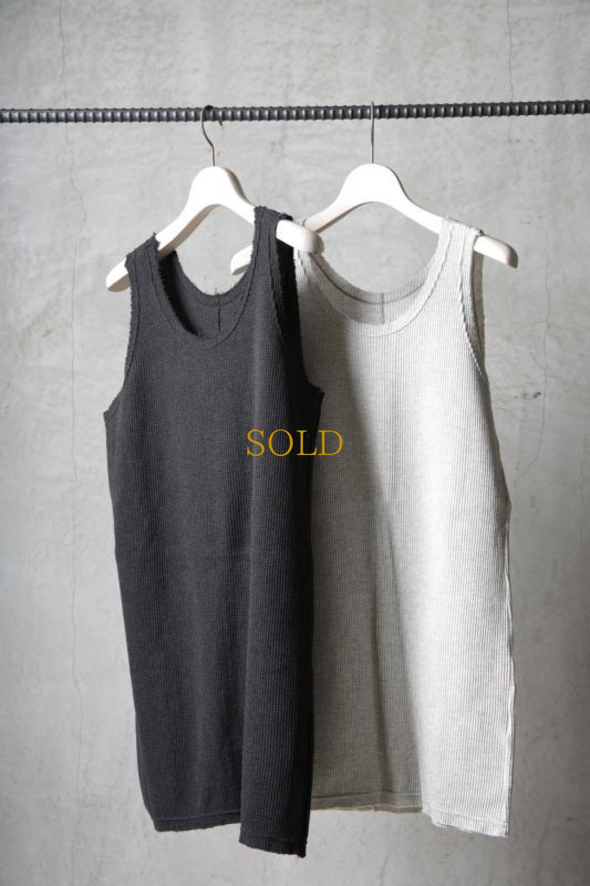 画像1: Wir Lineal / リネアル / WL-3001 / Inorganic structure " MARIA " Waffle Tank Top (1)