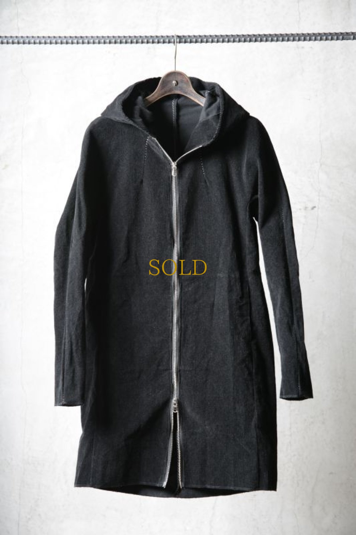 画像1: Wir Lineal / リネアル / WL-3005 / Inorganic structure dolman sleeve " WOOL COL" zip " LONG " hoodie (1)