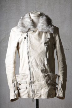 画像2: incarnation / インカネーション / 12511B-41517CS / HORSE WHITE LEATHER  " Garage EDEN " DOUBLE BREAST MOTO JE-2 (2)