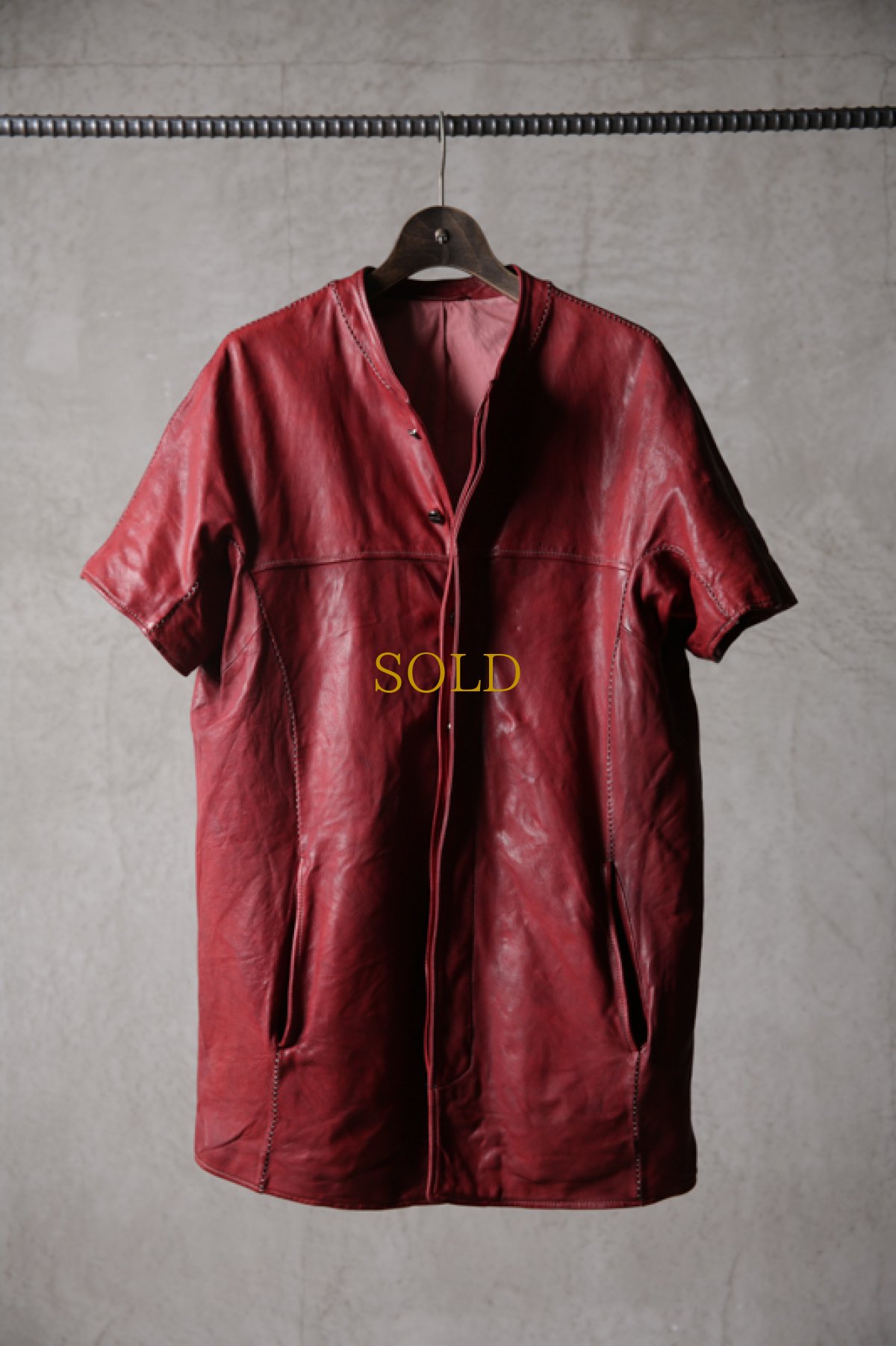画像1: incarnation / インカネーション / 15-3507 / SHEEP LEATHER NO COLLAR SHIRT SHORT SLEEVE LINED DK-1B/SS (1)