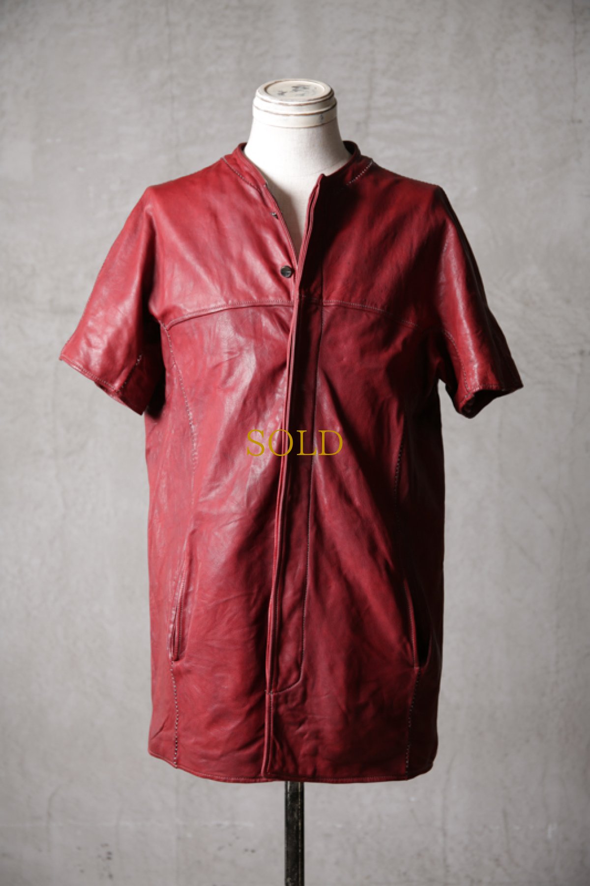 画像2: incarnation / インカネーション / 15-3507 / SHEEP LEATHER NO COLLAR SHIRT SHORT SLEEVE LINED DK-1B/SS (2)