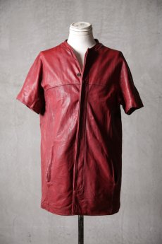 画像2: incarnation / インカネーション / 15-3507 / SHEEP LEATHER NO COLLAR SHIRT SHORT SLEEVE LINED DK-1B/SS (2)