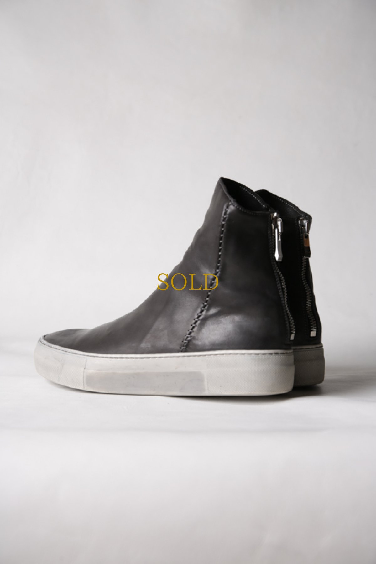 画像14: incarnation / インカネーション / 11V-7667  / HORSE LEATHER BACK ZIP SHORT LINED #WHITE HI RUBBER SOLES PIECE DYED (14)