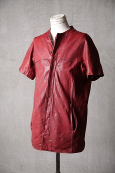 画像3: incarnation / インカネーション / 15-3507 / SHEEP LEATHER NO COLLAR SHIRT SHORT SLEEVE LINED DK-1B/SS (3)