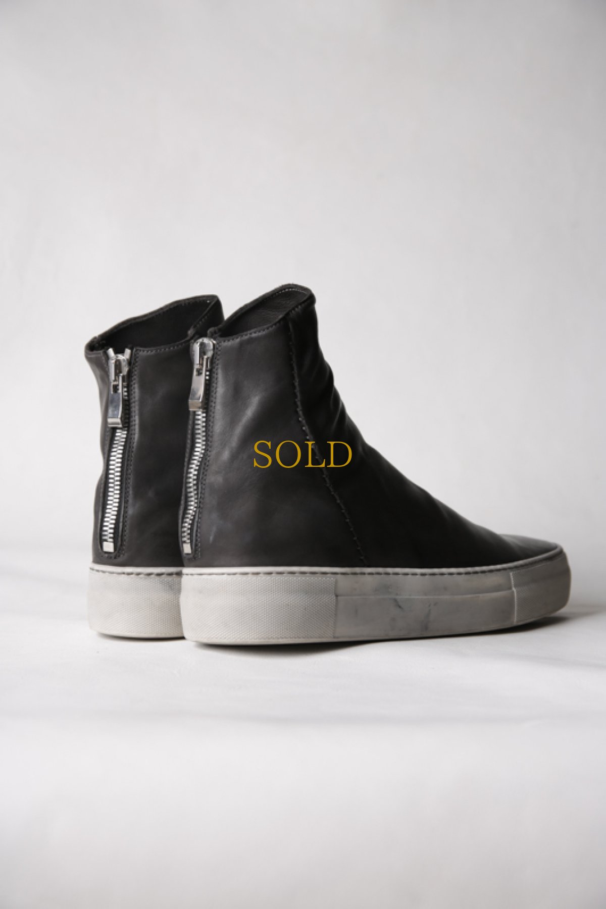 画像13: incarnation / インカネーション / 11V-7667  / HORSE LEATHER BACK ZIP SHORT LINED #WHITE HI RUBBER SOLES PIECE DYED (13)