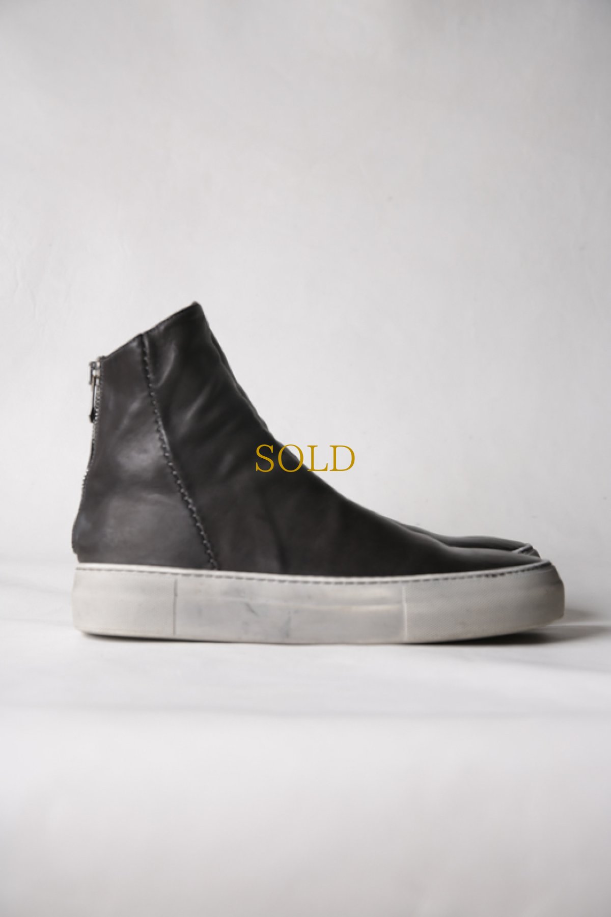 画像12: incarnation / インカネーション / 11V-7667  / HORSE LEATHER BACK ZIP SHORT LINED #WHITE HI RUBBER SOLES PIECE DYED (12)