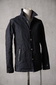 画像6: Thee Old CIRCUS / F016-1400 / Parawax WARcloth Harvested LONG SLEEVE DISTORTION SHIRTS NECK COACH JACKET LINED / Smokeyolive REVERB (6)