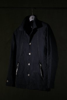 画像1: Thee Old CIRCUS / F016-1400 / Parawax WARcloth Harvested LONG SLEEVE DISTORTION SHIRTS NECK COACH JACKET LINED / Smokeyolive REVERB (1)